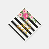 Vijftig & Fabulous servet - Zwart/Witte Strepen -  (Hoek)