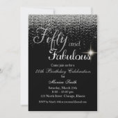 Vijftig Fabulous Silver Glitter Birthday Invitatio Kaart (Voorkant)