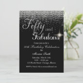Vijftig Fabulous Silver Glitter Birthday Invitatio Kaart (Staand voorkant)