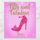 Vijftig & Fabulous Sparkly Hot Roze Girly Schoen T Wijn Etiket (Enkel label)