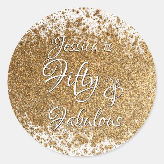 Vijftig & Fabulous Splattered Faux Gouden Folie w  Ronde Sticker (Voorkant)