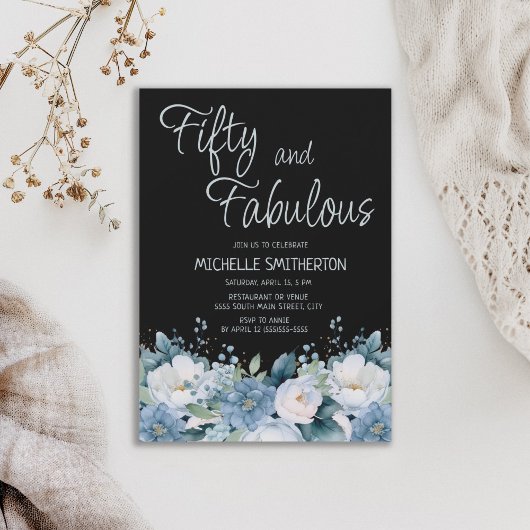 Vijftig Fabulous Stoffelijk Blauw Wit Bloemen Zwar Kaart