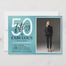 Vijftig & Fabulous Teal Script 50ste verjaardag Fo
