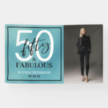 Vijftig & Fabulous Teal Script 50ste verjaardag Fo