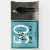 Vijftig & Fabulous Teal Script 50ste verjaardag Fo Spandoek (Verticaal)