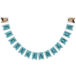 Vijftig & Fabulous Teal Script 50ste verjaardag fo Vlaggetjes