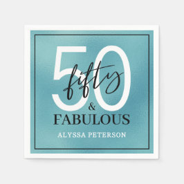 Vijftig & Fabulous Teal Script 50ste verjaardag Servet