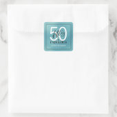 Vijftig & Fabulous Teal Script 50ste verjaardag Vierkante Sticker (Tas)