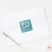 Vijftig & Fabulous Teal Script 50ste verjaardag Vierkante Sticker (Envelop)