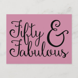 Vijftig & Fabulous Verjaardag, Zwarte Typografie ( Briefkaart