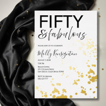 Vijftig & Fabulous Zwart en Goud Verjaardag