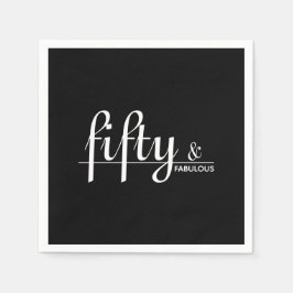 Vijftig & FABULOUS Zwart & Wit 50ste Verjaardagsfe Servet