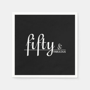 Vijftig & FABULOUS Zwart & Wit 50ste Verjaardagsfe Servet