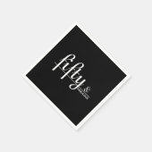 Vijftig & FABULOUS Zwart & Wit 50ste Verjaardagsfe Servet (Hoek)