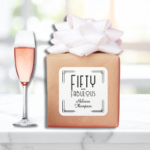 Vijftig Fabulous Zwart Witte Art Deco 50ste Verjaa Vierkante Sticker