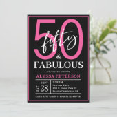 Vijftig & Fabulous Zwarte Script 50ste Verjaardag Kaart (Staand voorkant)
