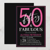 Vijftig & Fabulous Zwarte Script 50ste Verjaardag Kaart (Voorkant / Achterkant)