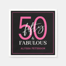 Vijftig & Fabulous Zwarte Script 50ste verjaardag Servet