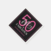 Vijftig & Fabulous Zwarte Script 50ste verjaardag Servet (Hoek)