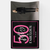 Vijftig & Fabulous Zwarte Script 50ste Verjaardag Spandoek (Verticaal)