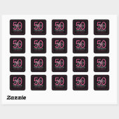 Vijftig & Fabulous Zwarte Script 50ste Verjaardag Vierkante Sticker (Vel)