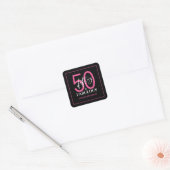 Vijftig & Fabulous Zwarte Script 50ste Verjaardag Vierkante Sticker (Envelop)