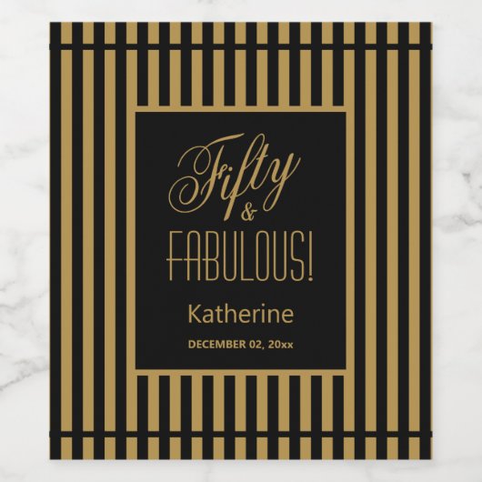 Vijftig & FANTASTISCH! 50e verjaardag Elegant Zwar Wijn Etiket (Enkel label)