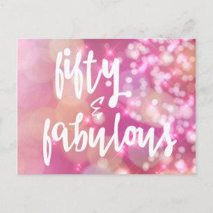 Vijftig & Fantastisch - Roze Glitter 50ste Verjaar Briefkaart