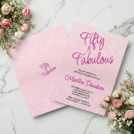 Vijftig & Fantastisch Roze Glitter Elegant Kaart