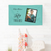 Vijftig & FANTASTISCH! Verjaardag Blauwgroen & Zwa Spandoek (Insitu)