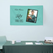 Vijftig & FANTASTISCH! Verjaardag Blauwgroen & Zwa Spandoek (Beurs)