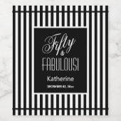 Vijftig & FANTASTISCH! Verjaardag Zwart & Wit Affa Wijn Etiket (Enkel label)