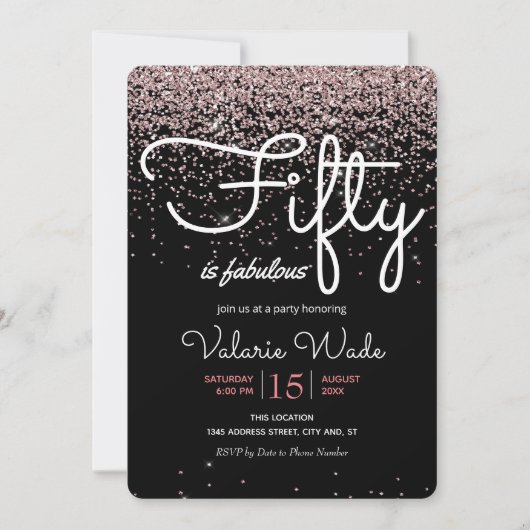 Vijftig feest in Fabulous Pink Birthday Kaart (Voorkant)