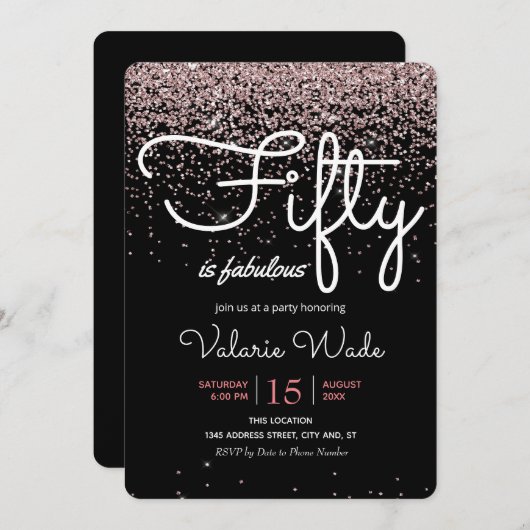 Vijftig feest in Fabulous Pink Birthday Kaart (Voorkant / Achterkant)