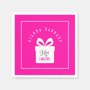 Vijftig & FEESTELIJK Roze 50ste Verjaardag Cadeau Servet