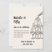 Vijftig geïllustreerde champagne toren 50ste verja kaart (Voorkant)