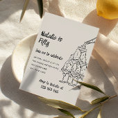 Vijftig geïllustreerde champagne toren 50ste verja kaart