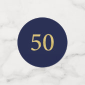 vijftig | Gold & Navy Confetti 50ste verjaardagsfe (Kleine voorkant)