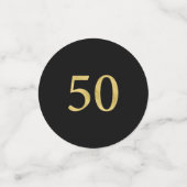 vijftig | Goud & Zwart Confetti 50ste verjaardagsf (Kleine voorkant)