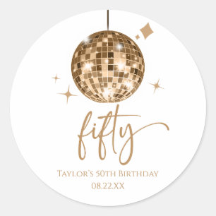 Vijftig Gouden Disco Bal 50ste Verjaardagsfeest Ronde Sticker
