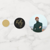 vijftig | Gouden en Zwarte Moderne 50e verjaardag Confetti (Achterkanten)