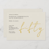 Vijftig | Gouden moderne 50e verjaardagsfeest uitn Kaart (Voorkant / Achterkant)