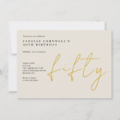 Vijftig | Gouden moderne 50e verjaardagsfeest uitn Kaart (Voorkant)