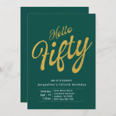 Vijftig Groen Gold Modern 50e verjaardag Kaart (Voorkant / Achterkant)