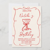 Vijftig Hand Getrokken Rode Boog Martini 50e Verja Kaart (Voorkant)