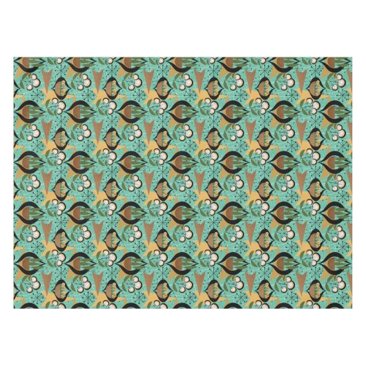 Vijftig Huisplanten | Aqua en Black Retro Tafelkleed (Voorkant (Horizontaal))