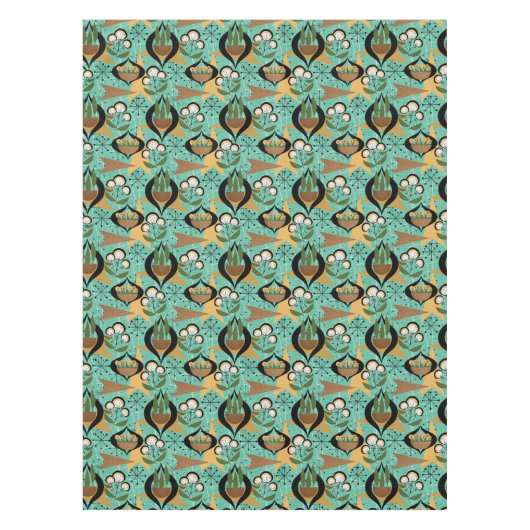 Vijftig Huisplanten | Aqua en Black Retro Tafelkleed (Voorkant)