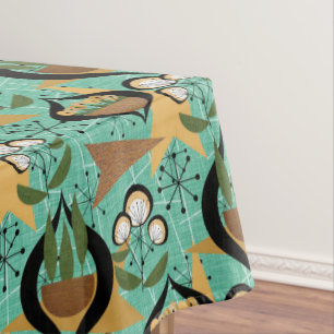 Vijftig Huisplanten   Aqua en Black Retro Tafelkleed