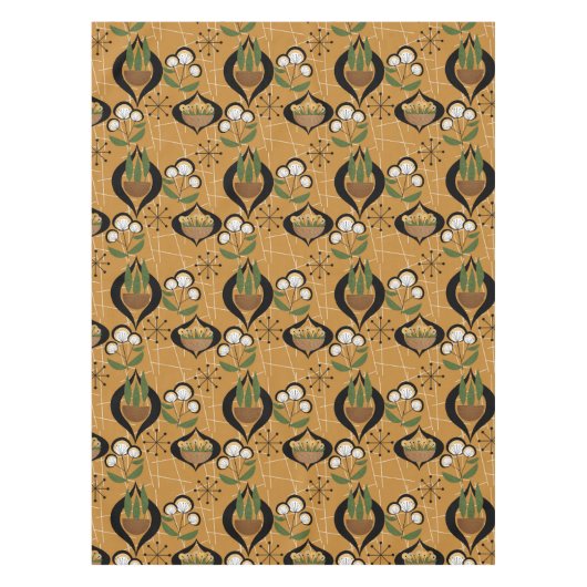 Vijftig Huisplanten | Goud, zwart, middelbaar Tafelkleed (Voorkant)