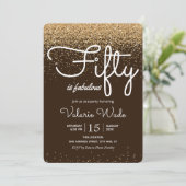 Vijftig jaar Fabulous Gold Glitter Birthday party Kaart (Staand voorkant)